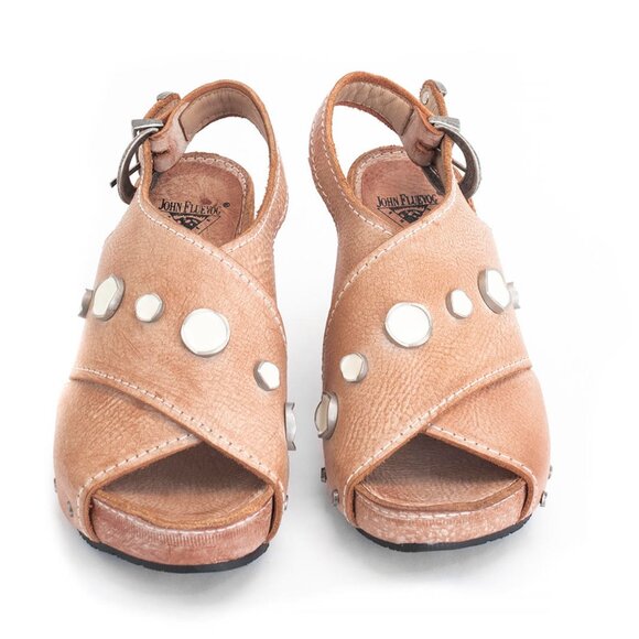 John Fluevog Shoes - Fluevog Low Rule Sarah Slingback Sandal 8.5 natural color